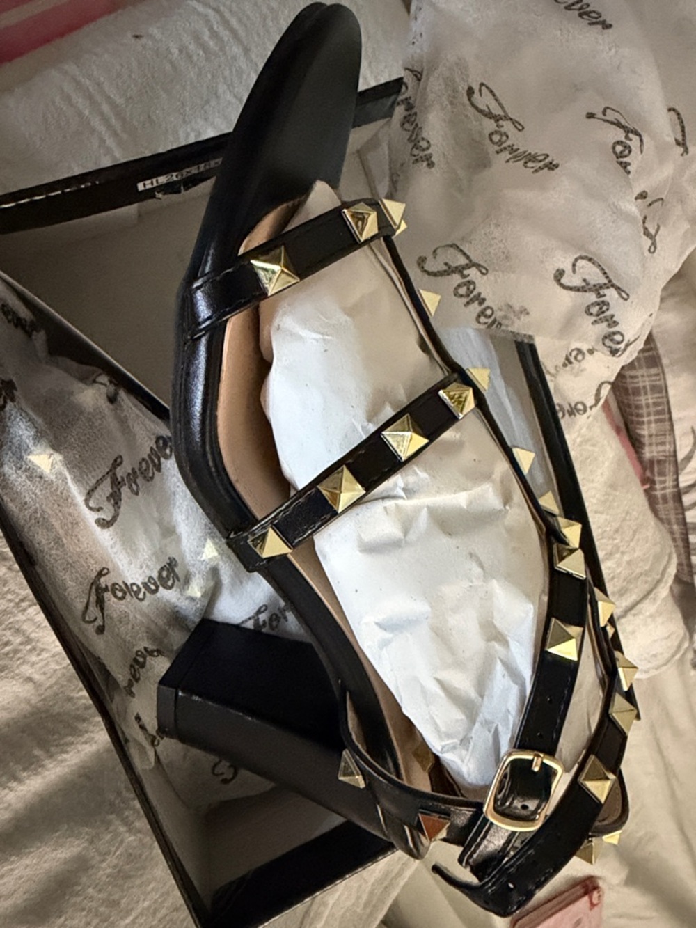 Studded Black Strappy Block Heel Sandals - Unbranded - Picture 8 of 9